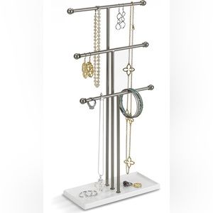 Umbra Trigem 3-Tier Jewelry Organizer in White/Nickel